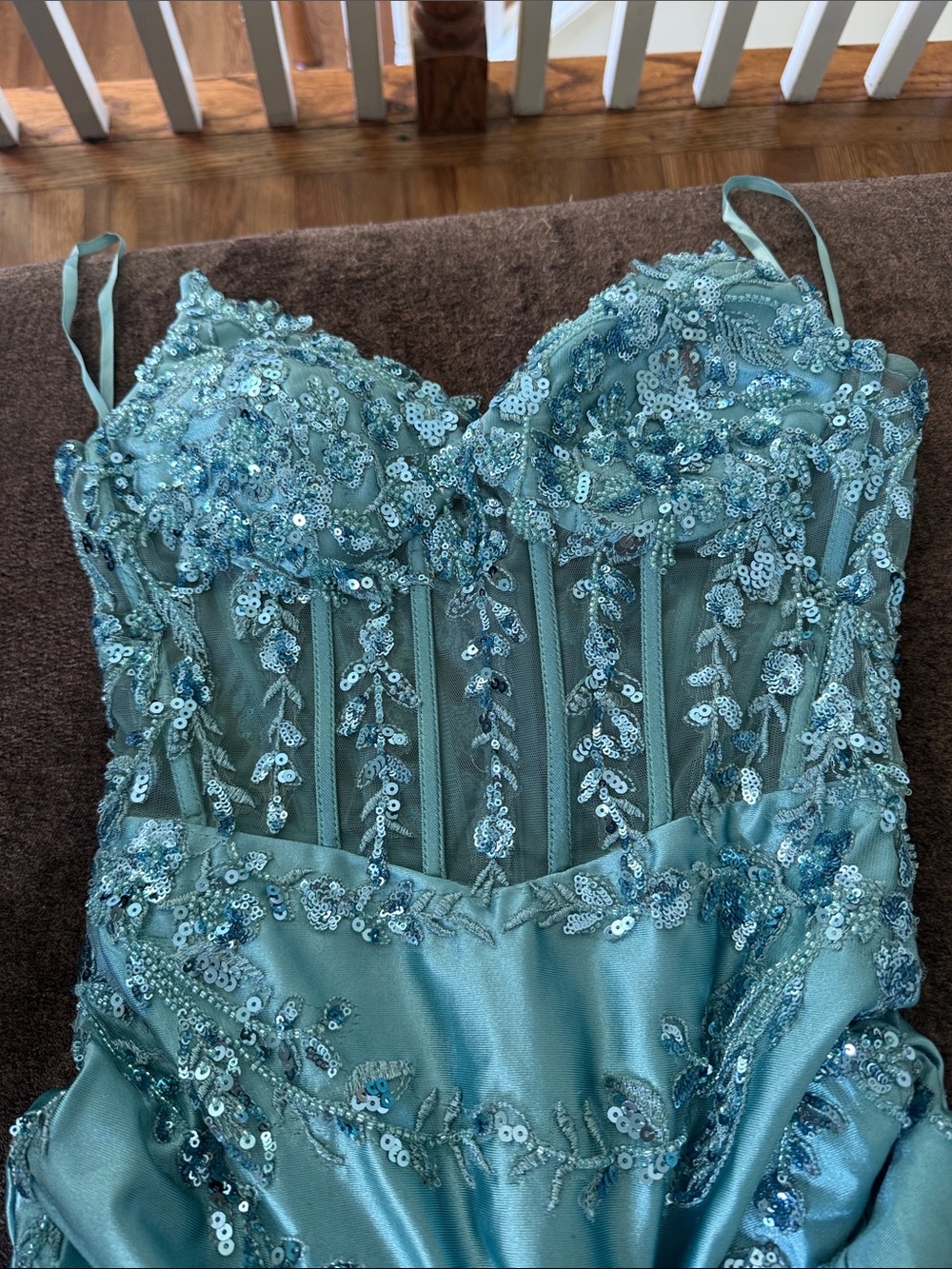 Light Blue Prom Dress | Sequin Corset Gown | Formal Maxi Dress | Size 4